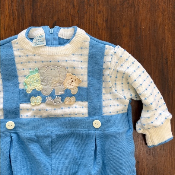 Vintage 90s B Z Bee Jungle Overalls Coveralls Jumpsuit Romper Size 3-6 Months - Picture 4 of 5